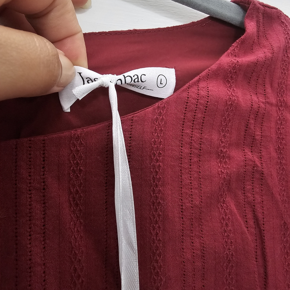 Red Ruffled Smocked Midi Sundress - Picture 3 of 7